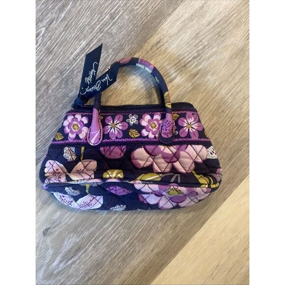 VERA BRADLEY MINI PURSE W/ HANDLES  PURPLE FLORAL NIGHTINGALE - Picture 3 of 7